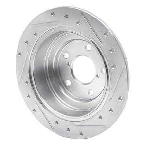 Saab 9-2X Brake Rotor (1) - Rear Left - R1 Concepts - Drilled & Slotted - Silver - `90-`08